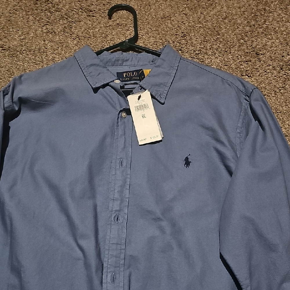 Polo by Ralph Lauren Men's Casual Blue Button Down Shirt